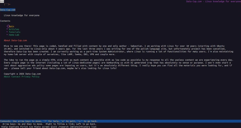 Screenshot of a web page displayed in the Lynx web browser.